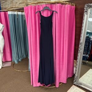 Ieena Mac Duggal Size0 Dress Gown Navy Blue Long Jersey SPL